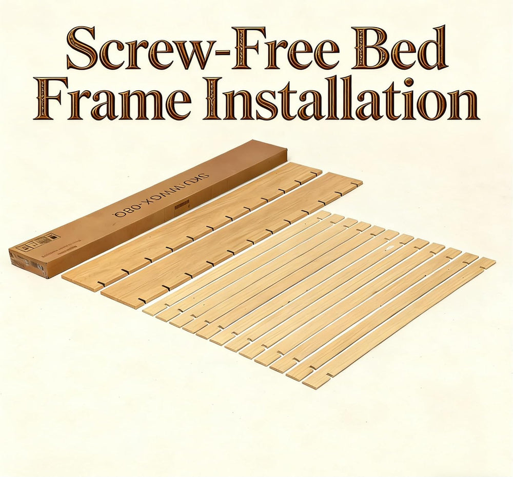 XIAO WEI Queen Wood Platform Bed Frame, Tool-Free Bed Frame, Natural