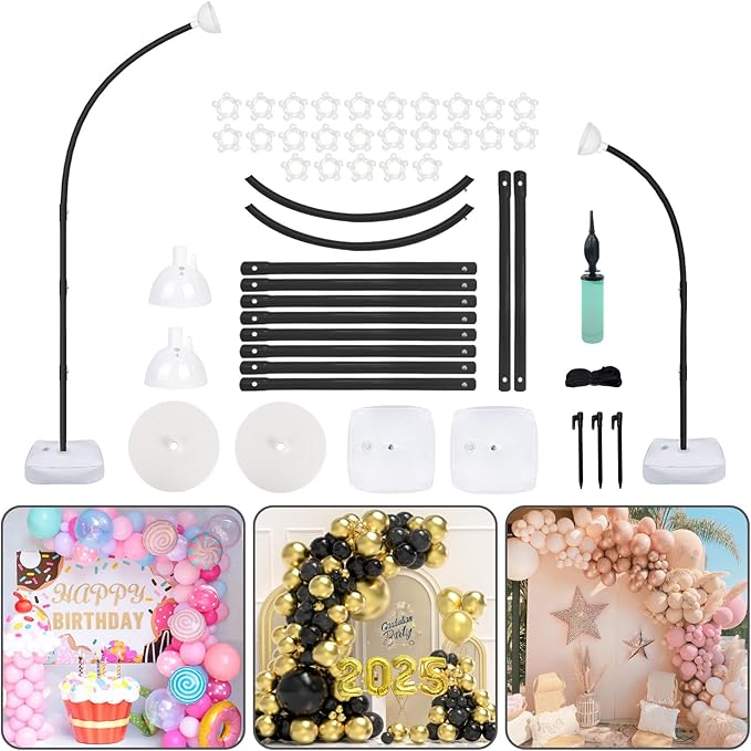 AerWo [Upgraded] Balloon Arch Kit Stand, 8.2ft+6ft Half Arch Balloon Stand wi...