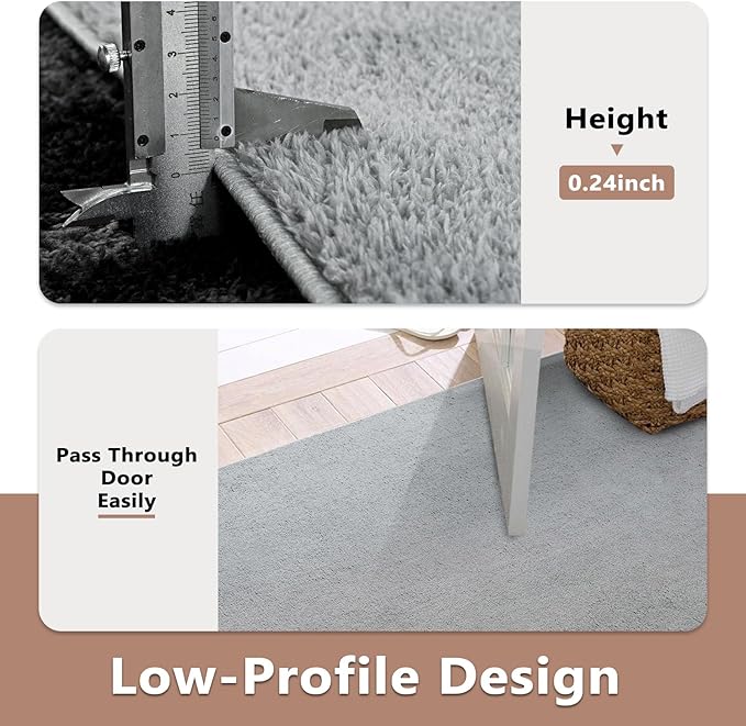 FinRèc 5x7 Washable Area Rugs for Bedroom Living Room, Low Pile Thin Rug Solid - Image 6