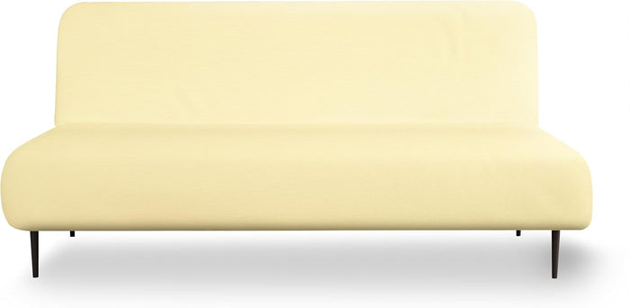 LANE LINEN Armless Futon Cover - Easy to Install Stretch Sofa Bed Slipcover, Soft Elastic Textured Full Size Cover, RV Couch Protector, Machine Washable - Pearl Ivory
