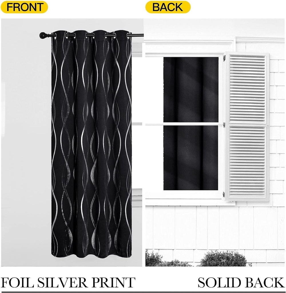 NICETOWN Black Out Grommet Pattern Curtain Panels 84 inches Long