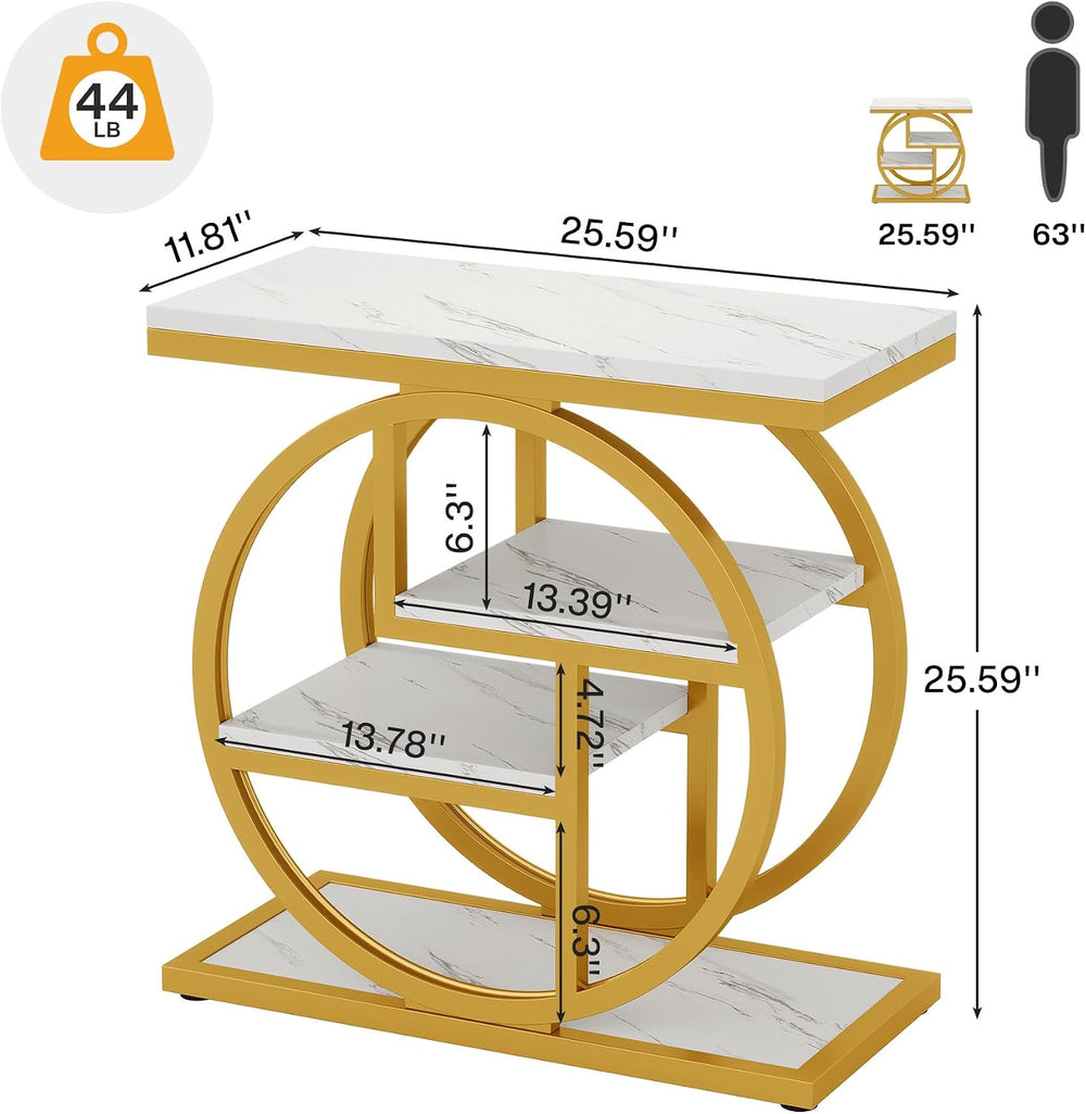 Tribesigns End Table for Living Room, Modern Faux Marble Narrow Side Table wi...