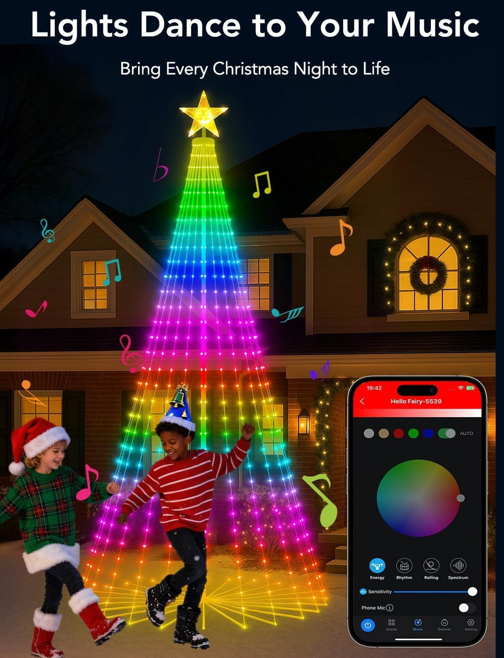 Popotan Halloween Outdoor Christmas Tree, 7FT 295 LED, RGB App Control
