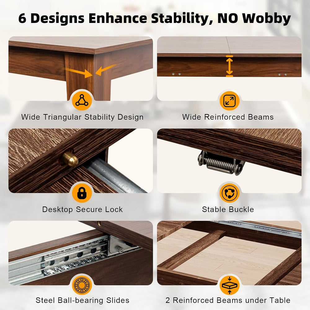 5 Piece Extendable Dining Table Set for 4-8 Person, Wooden Dining Room Table ...