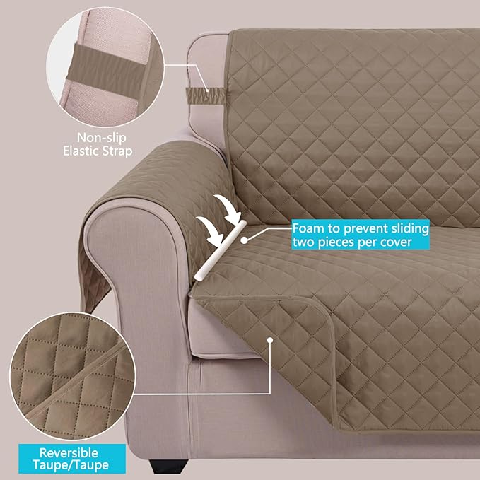 U-NICE HOME Reversible Oversized Chair Covers Quilted Water Repellent Pet - Image 3