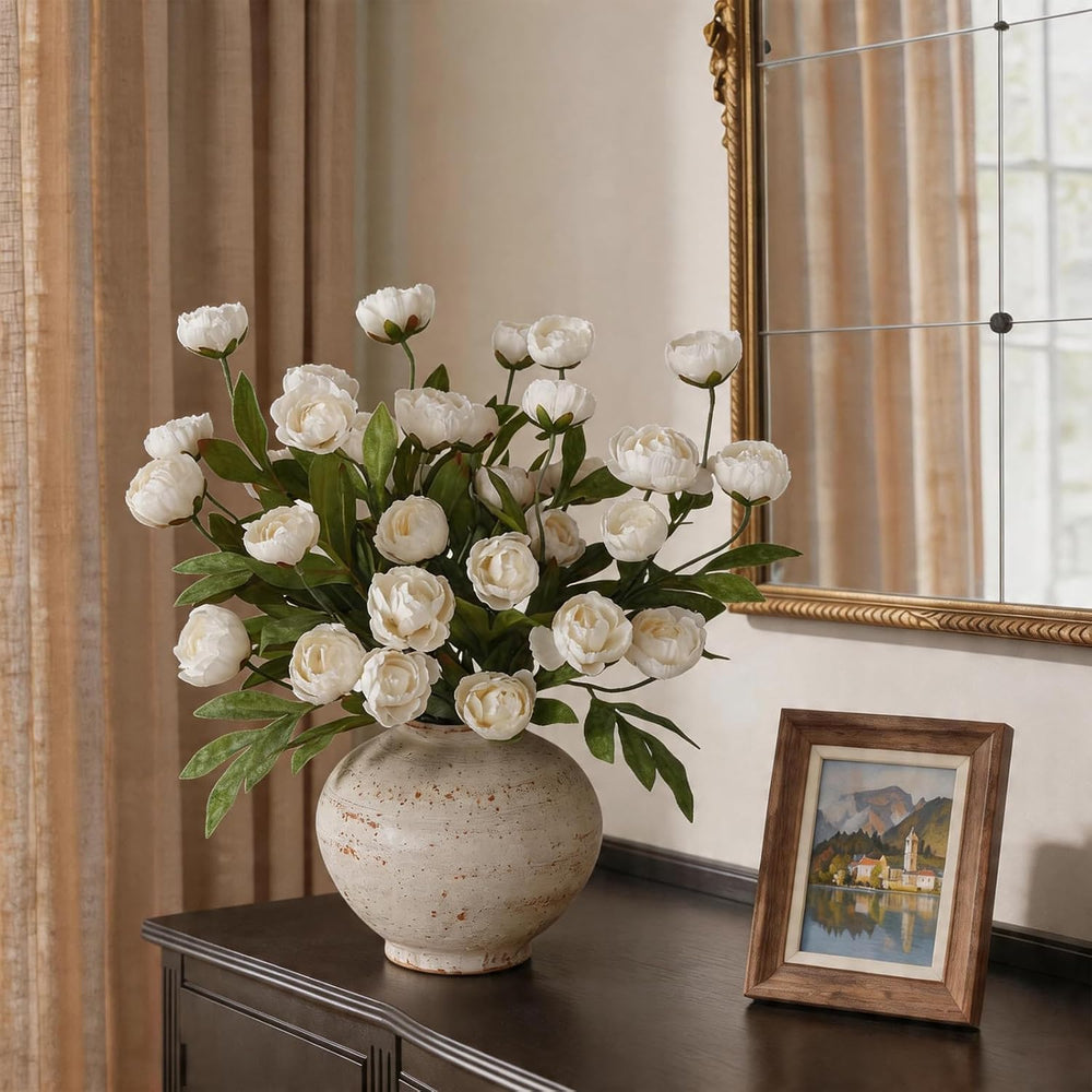 Juxdp 6 Pcs 27" Artificial Peony Silk Flower Stems for Vase Decor(Cream)