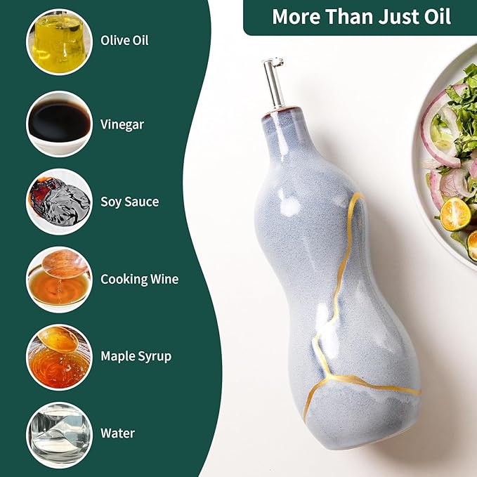 BosilunLife Ceramic Olive Oil Dispenser Bottle, 14 Oz Oil Cruet - Image 6