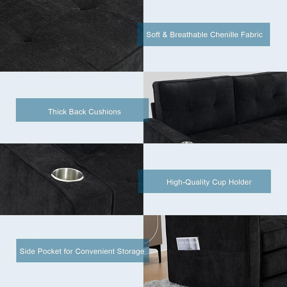 VINGLI Upgraded 64" W 84" L Full Size Futon Sofa Bed, 6" Thick...