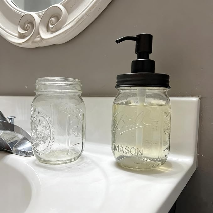 Amolliar Mason Jar Liquid Soap Dispenser Pump Lid, Stainless Steel Pump - Image 7