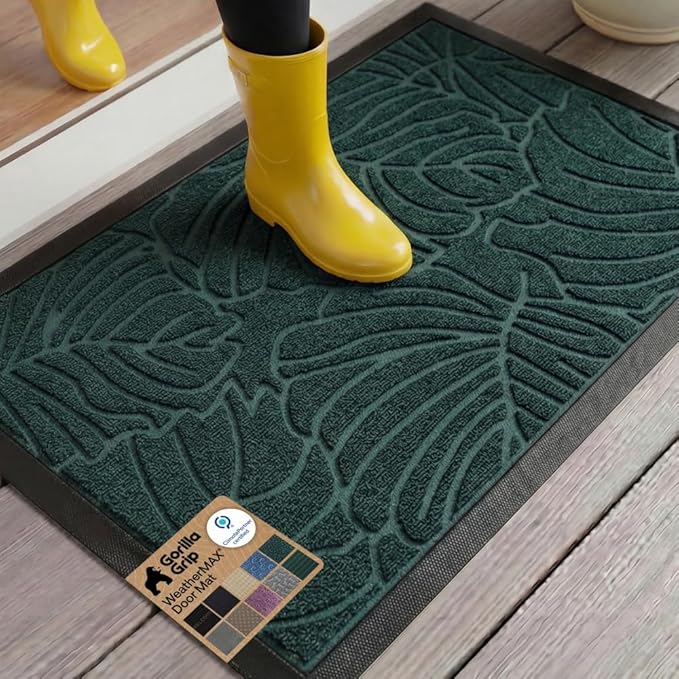 GORILLA GRIP 100% Waterproof All-Season WeatherMAX Doormat 35x23, US Designed by GorillaGrip