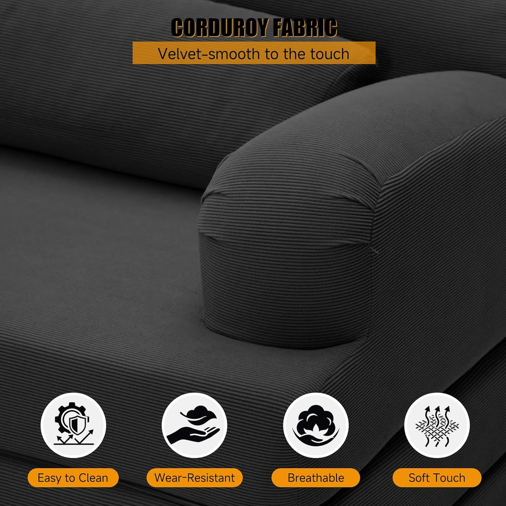 57.1" Trifold Boneless Couch for Living Room, Convertible Sofa Bed