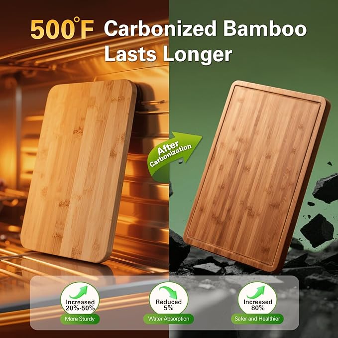 Zarler Bamboo Cutting Boards for Kitchen, 15.5x10.5 Wood Cutting Board - Image 3
