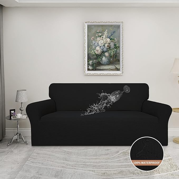 Easy-Going 100% Waterproof Dual Couch Cover, Stretch Jacquard Sofa Slipcover - Image 2