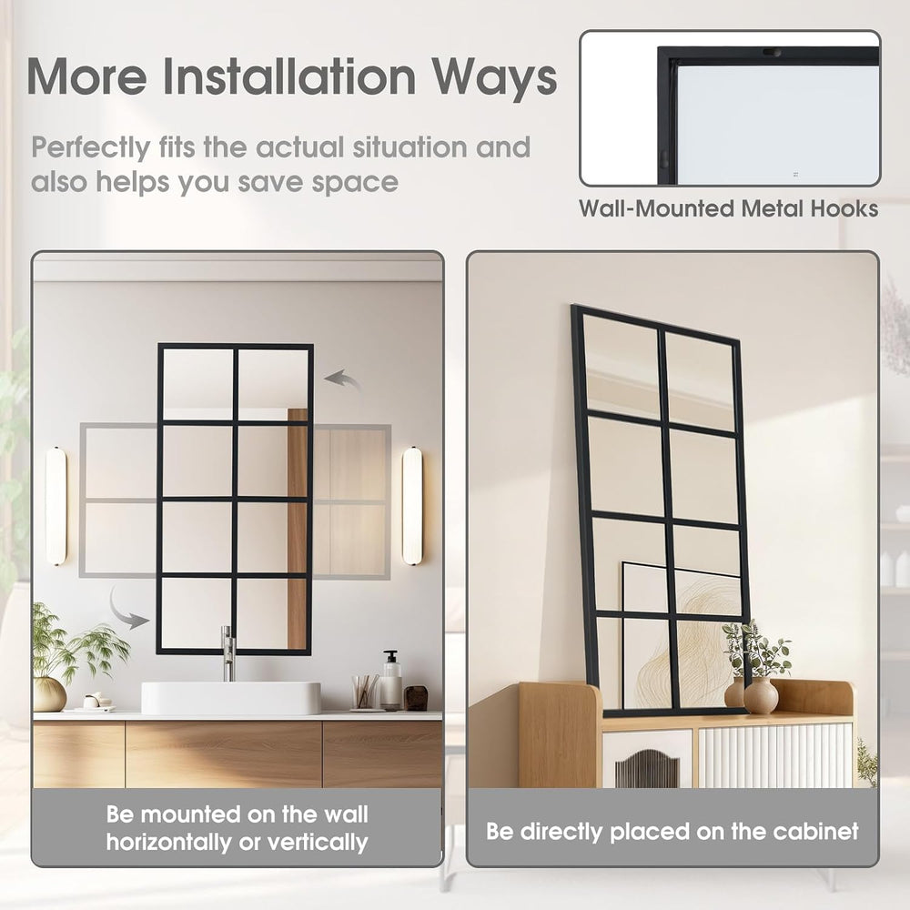 DUMOS Wall Mirrors 16" x 32", Set of 2 Rectangle Window Pane Decora...