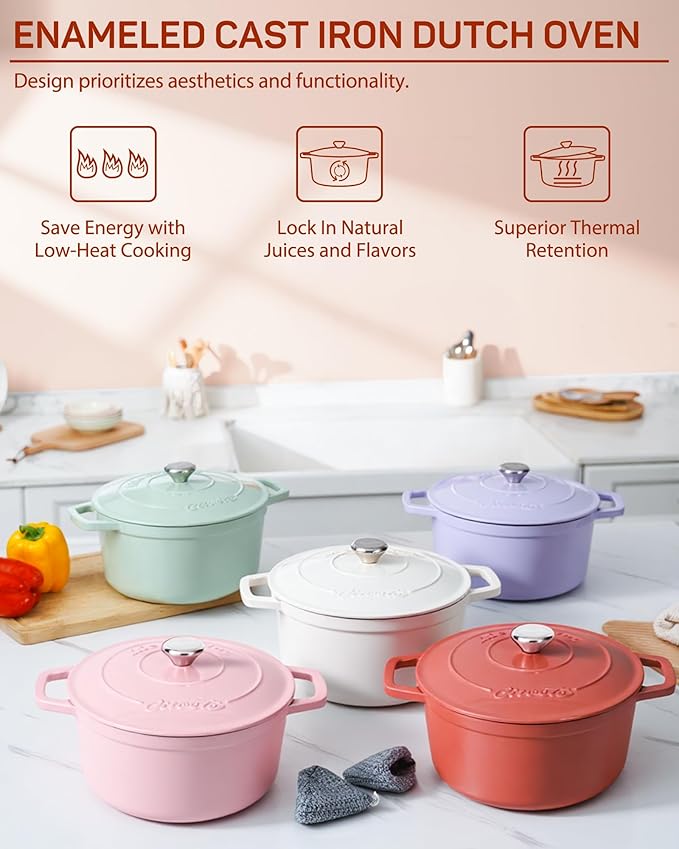 Ciwete Enameled Cast Iron Dutch Oven – 6 Quart Pot - Image 3