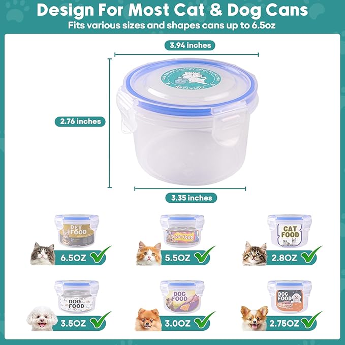 REFLYING Canned Cat Food Storage Lids, Reusable Airtight Can Cover Pet Food - Image 3