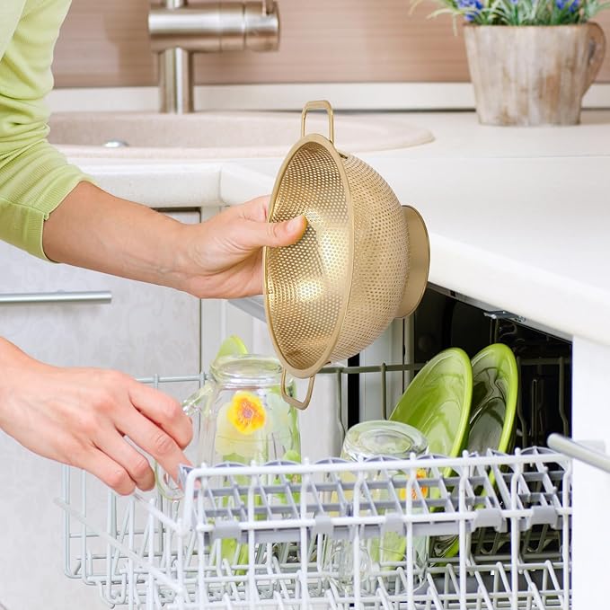 Gold Strainer for Kitchen, Stainless Steel Colander - Image 7