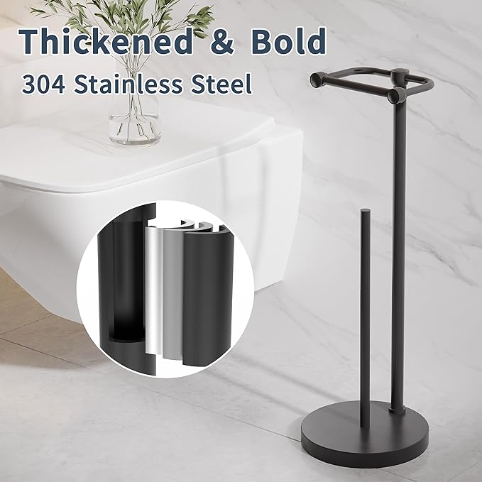 RARXTR Toilet Paper Holder Stand, Post Pivoting Design Free Standing Toilet - Image 6
