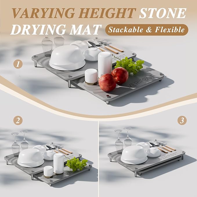 VERIFOST 2pcs Large Stone Dish Drying Mat - Image 2