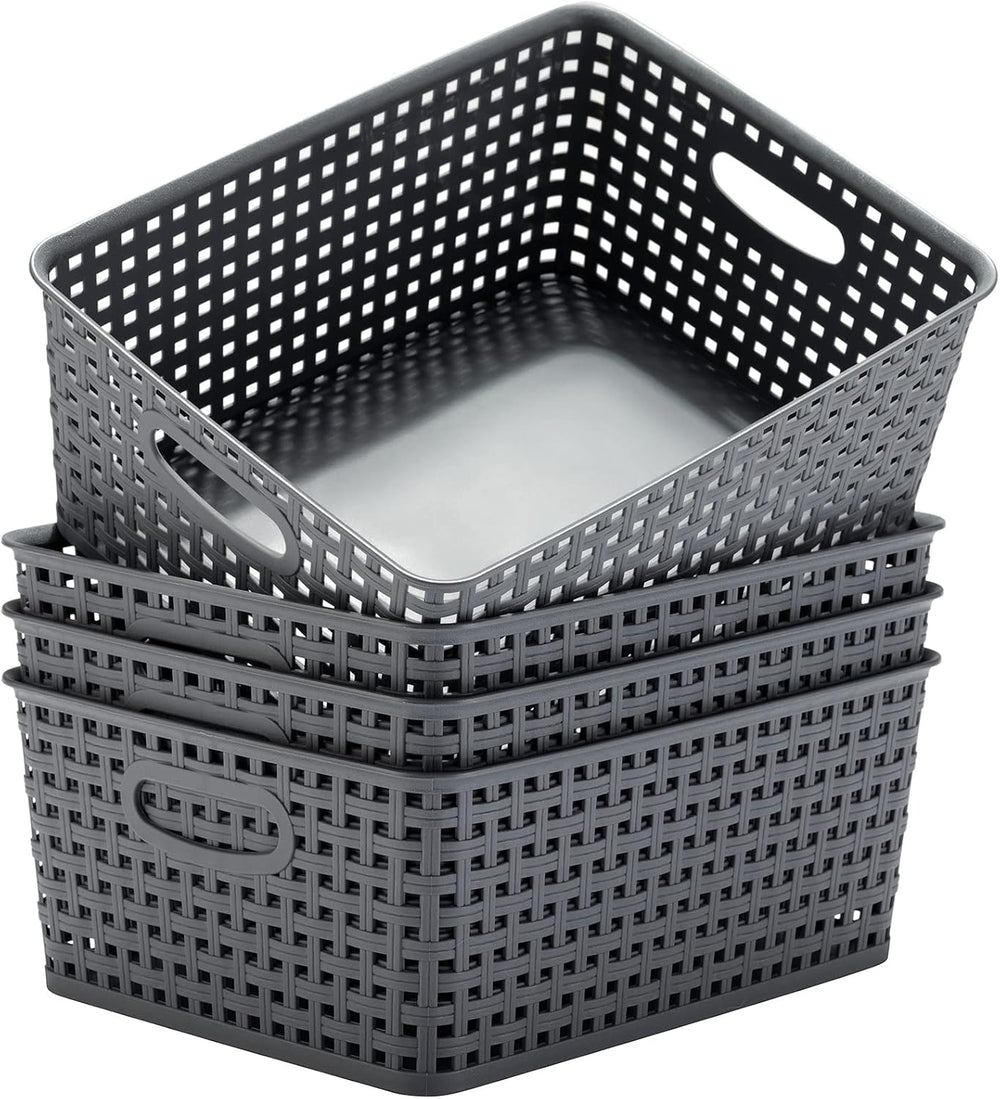 Eslite Plastic Storage Baskets for Organizing,11"X8.5"X4.7",Pa...