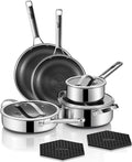 Pots and Pans Set Hybrid Stainless Steel, Dishwasher & Oven Safe, Metal Utensil by Roomena
