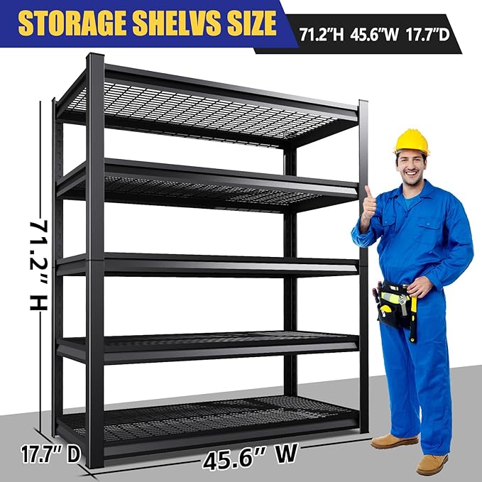 Garage Shelving-3000 lbs 5 Tier Storage Shelves, Adjustable Heavy Duty Metal - Image 3