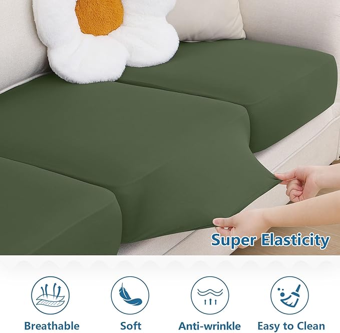 hyha Milk Silk Couch Cushion Covers, Soft Magic Sofa Covers Washable - Image 5