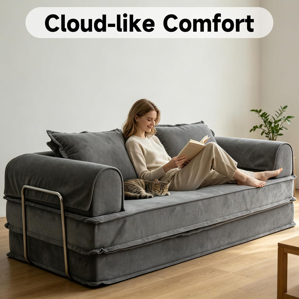 79" Futon Sofa Bed, Daybed Couch with Fixed-Shape Frame, 4-in-1 Boneless...