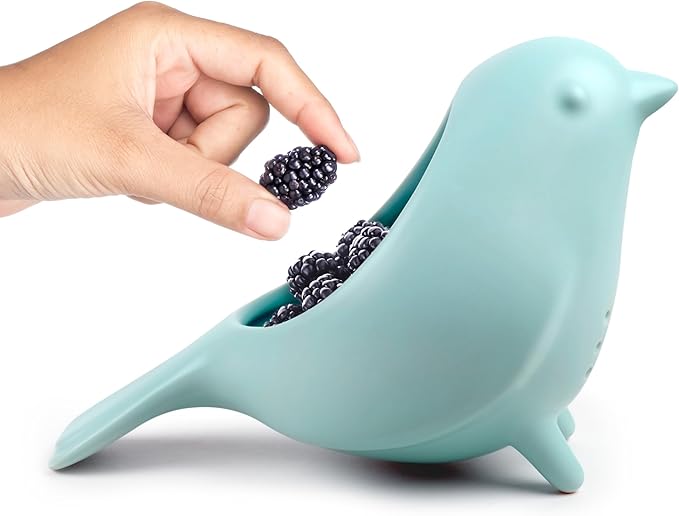 Genuine Fred BLUE BIRD Ceramic Colander, Unique Design, Berry Colander