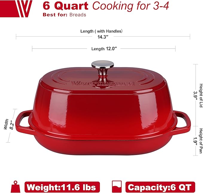 VORRINGARD Enameled Cast Iron Dutch Oven Pot