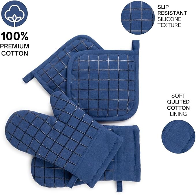 Oven Mitts and Pot Holders Set for Kitchen | 4 Pc Set| Heat Resistant Up to - Image 4