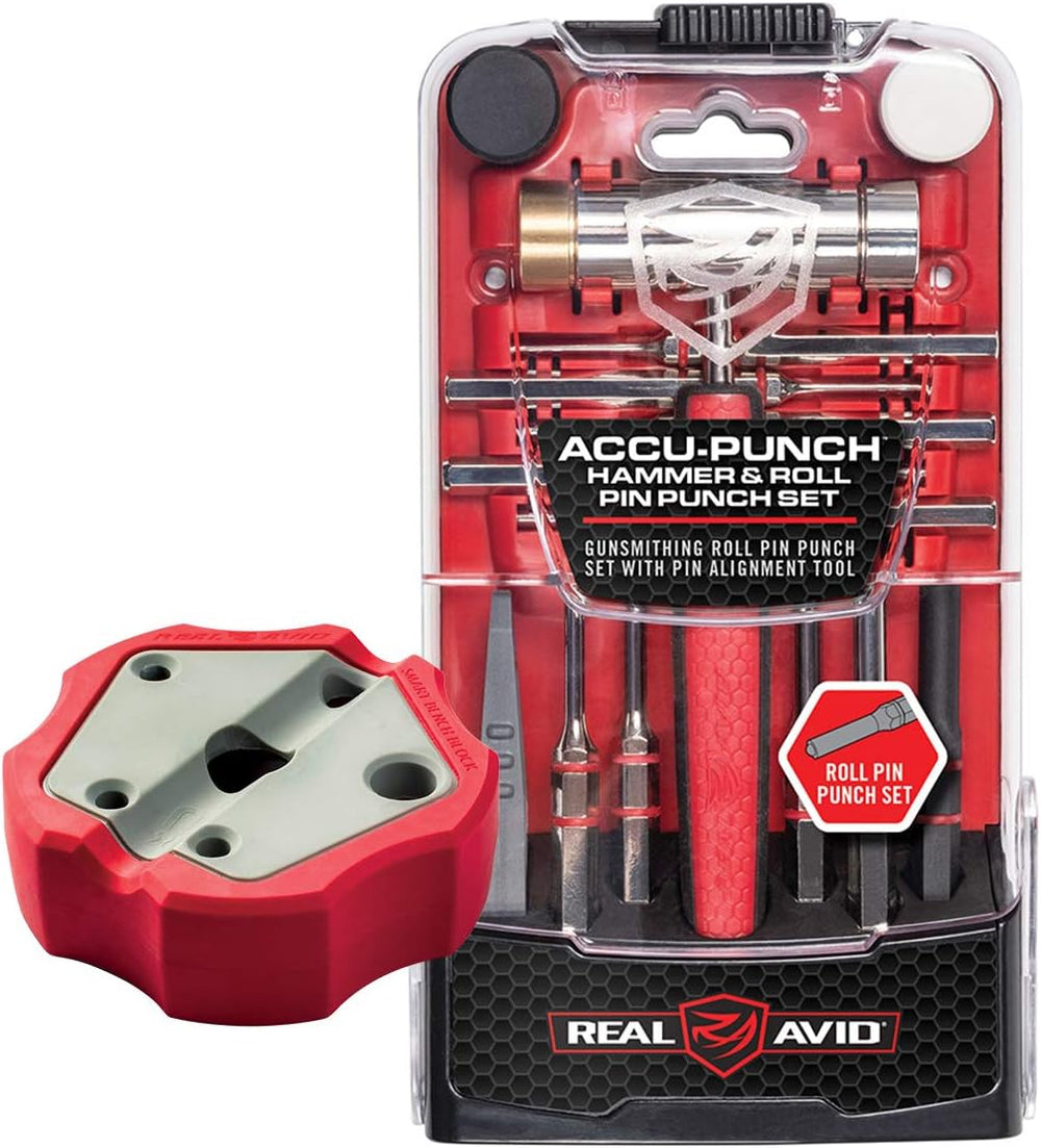 Real Avid Roll Pin Punch Set & Hammer + Non-Slip Magnetic Bench Block | 10