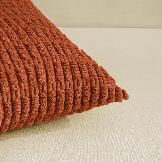 Fancy Homi 4 Packs Boho Burnt Orange Fall Decorative Throw Pillow Covers 22x22 - Image 4