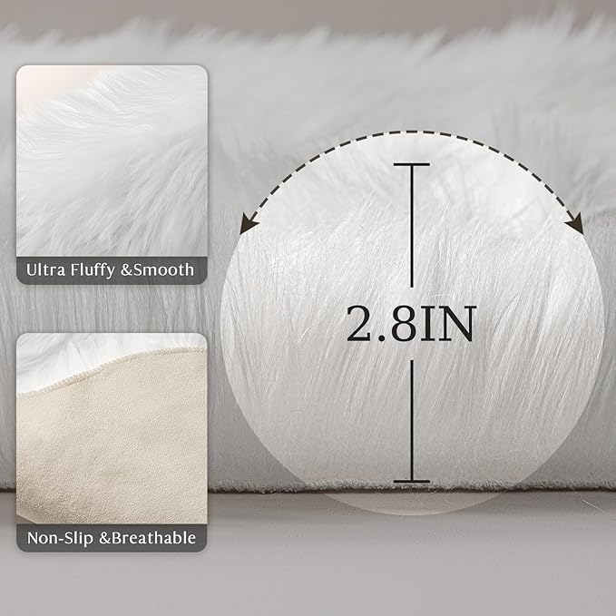 Ashler Faux Fur Rug, Fluffy Shaggy Area Rug Ultra Soft 5 x 7 Feet Rectangle Fur - Image 6