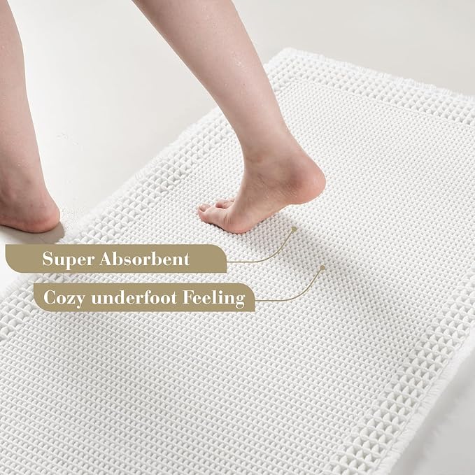 RESARE Waffle Bath Mat, Super Absorbent Non Slip, Machine Washable, Ultra Soft - Image 3
