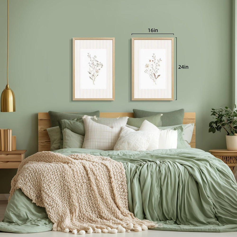 Msziryn Vintage Wildflower Wall Art Set of 2, Neutral Flower Botanical Poster...