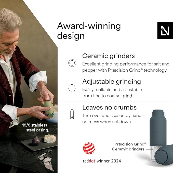LARS NYSØM Salt and Pepper Grinder Set, Stainless Steel Manual Salt and Pepper - Image 2