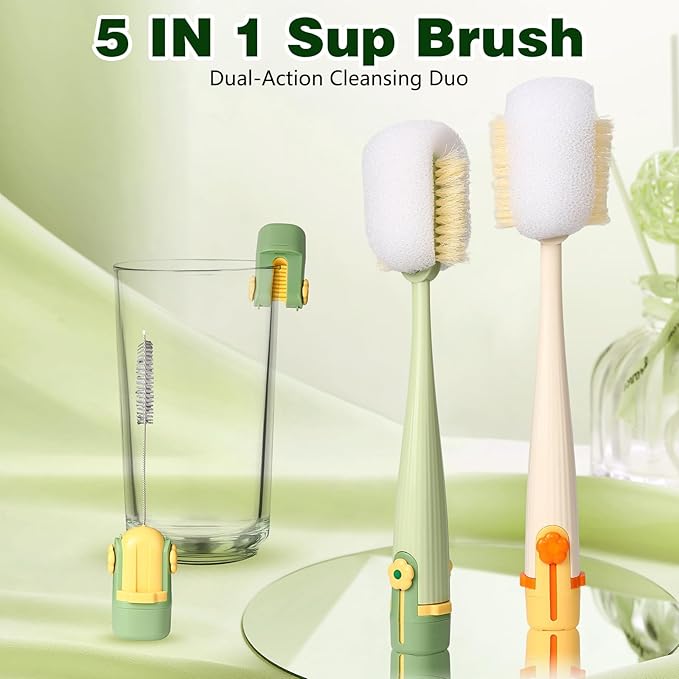 5 in 1 Bottle Cleaning Brush Set, 2026 Multifunctional Lid Brush Cleaning Tool - Image 4