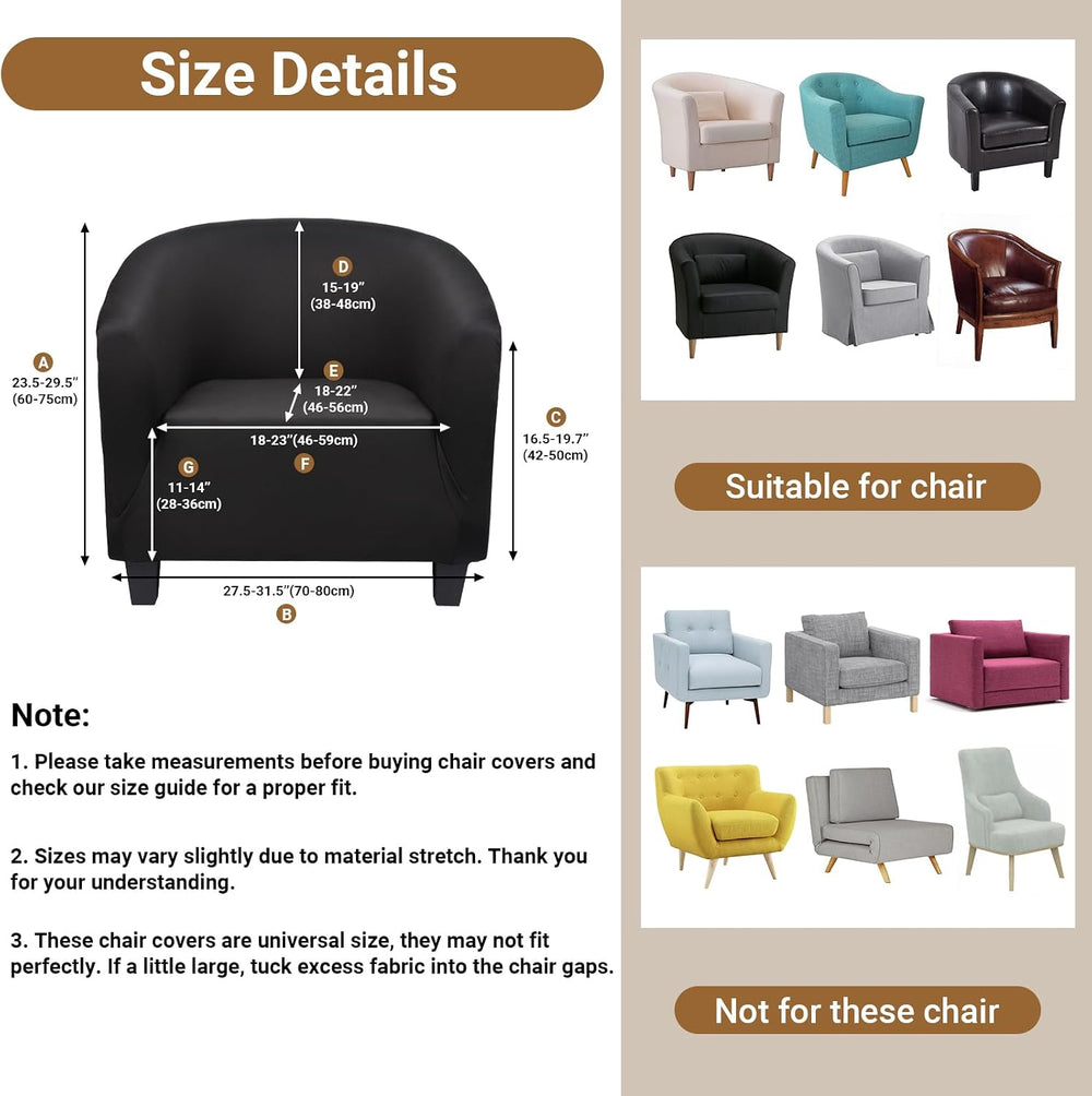 Chair Covers Armchair, 2 Pack Stretch Black Barrel Club Chair Slipcovers, Rou...