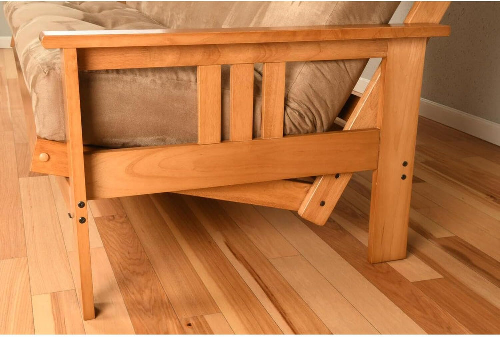 HomeStock Wood Futon Frame with Mission Style Arms Foldable Butternut/Full Fr...