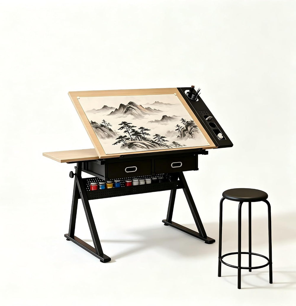 Garvee Height Adjustable Drafting Table, 0-75° Tilting Tabletop | Drawing Tab...