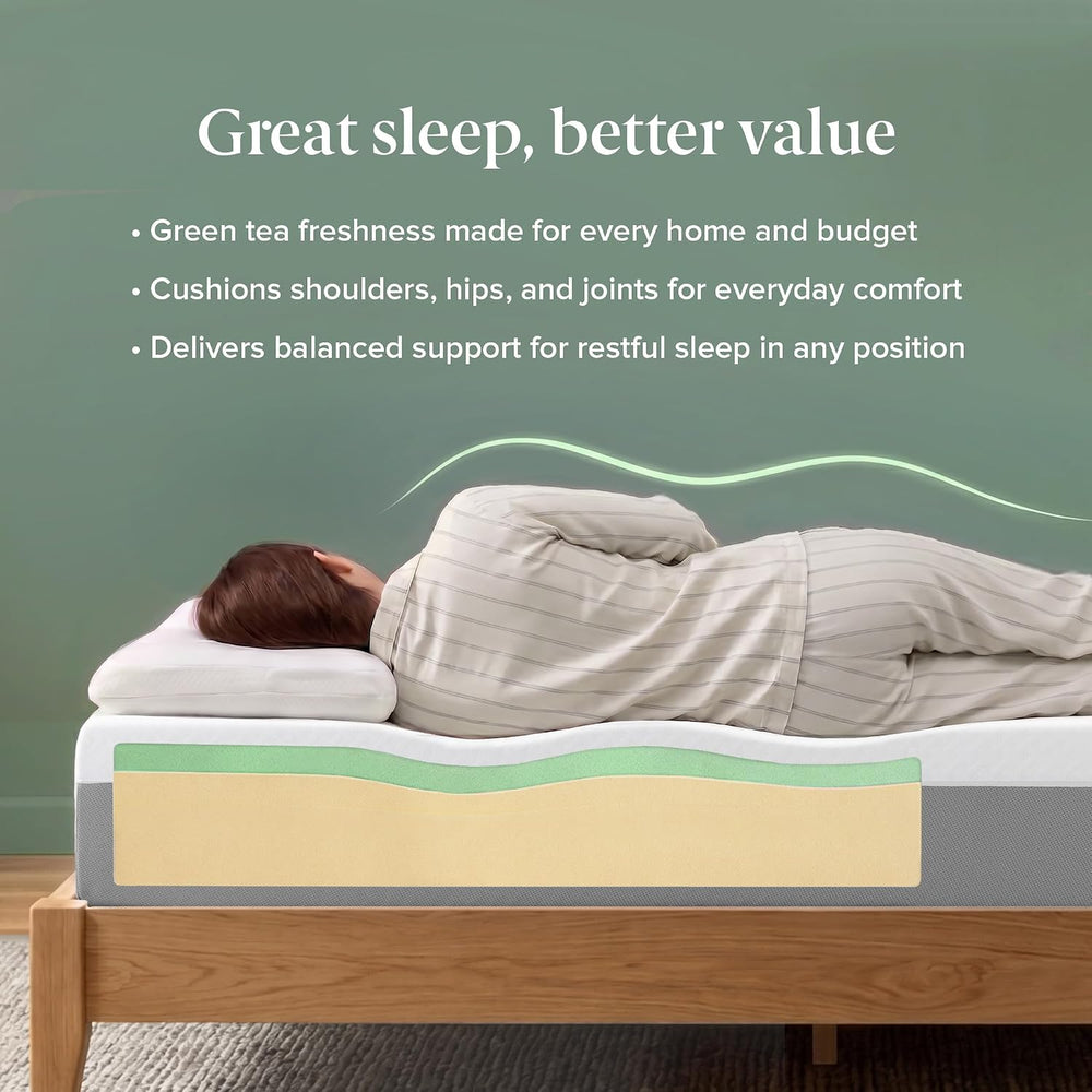 Zinus 10 Inch Queen Green Tea Essential Memory Foam Mattress, Medium Feel