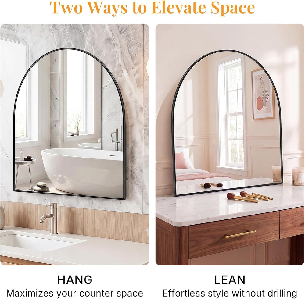 Sweetcrispy 30"x38" Arched Bathroom Mirror, Bathroom Mirrors for Ov...