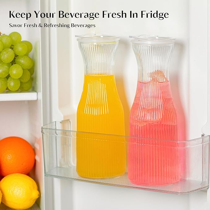 INSETLAN 1 Liter Ribbed Glass Carafe - Image 6