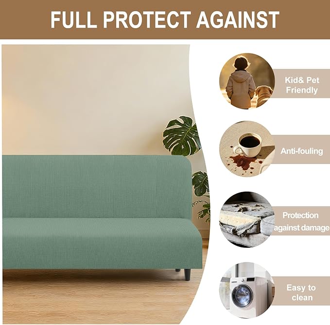 U-NICE HOME Stretch Futon Cover Armless Bed Slipcover - Image 4