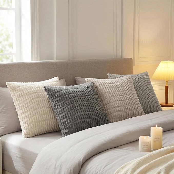 Fancy Homi Set of 4 Grey and White Boho Decorative Throw Pillow Covers 26x26 - Image 2