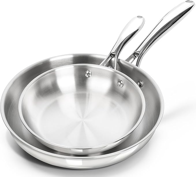 MICHELANGELO Stainless Steel Frying Pan Set, Stainless Steel Skillet by Michelangelo