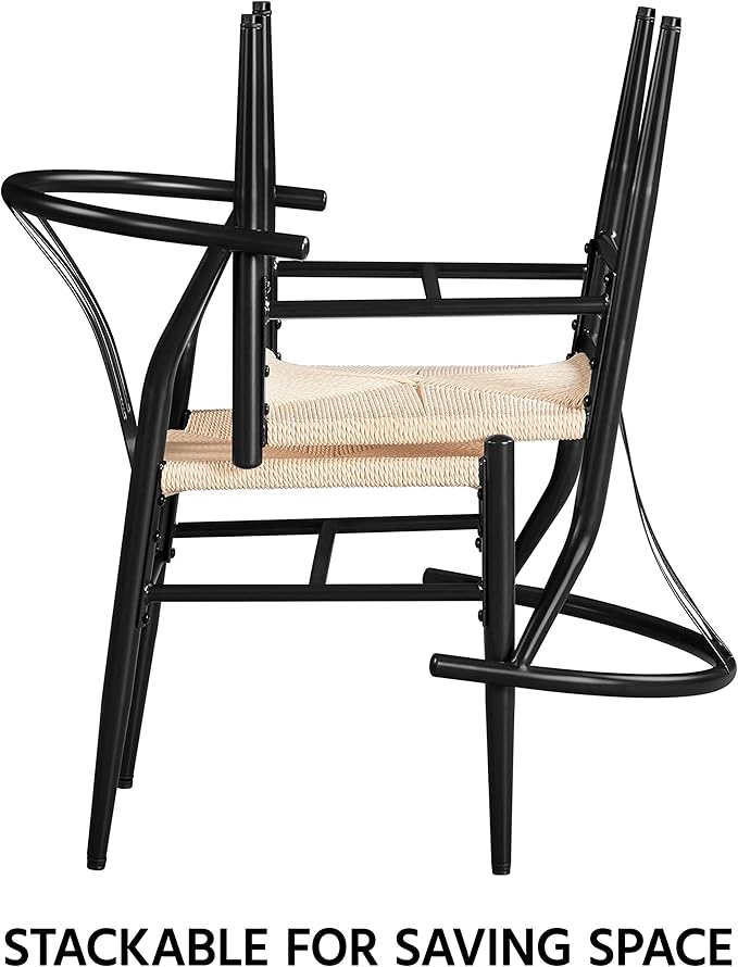 Yaheetech Weave Dining Chairs Set of 6 Mid-Century Modern Dining Room Chairs ...