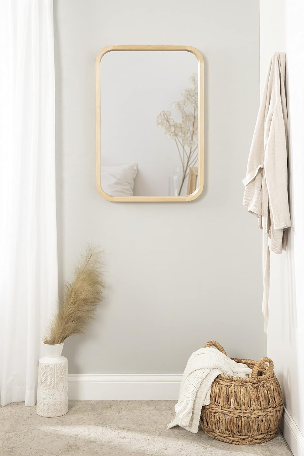 Kate and Laurel Hutton Modern Rounded Rectangle Wall Mirror; 20 x 30; Natural...