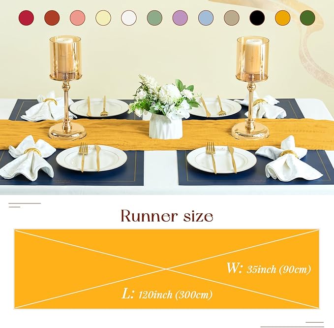 Sioloc Yellow Cheesecloth Table Runner Fall Autumn Decor for Home 10ft Table ...